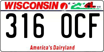 WI license plate 316OCF