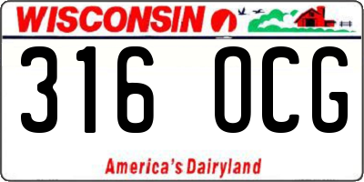 WI license plate 316OCG