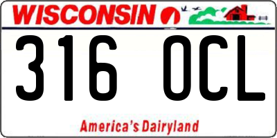 WI license plate 316OCL