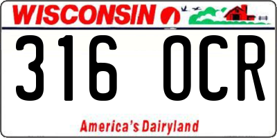 WI license plate 316OCR