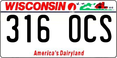 WI license plate 316OCS