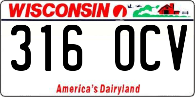 WI license plate 316OCV