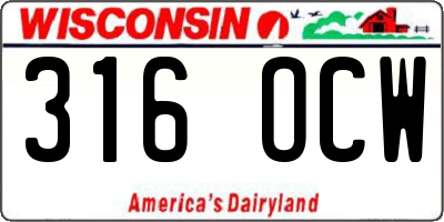 WI license plate 316OCW