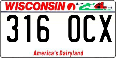 WI license plate 316OCX