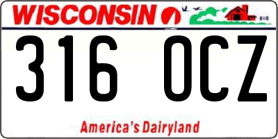 WI license plate 316OCZ