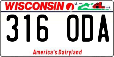 WI license plate 316ODA