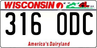 WI license plate 316ODC