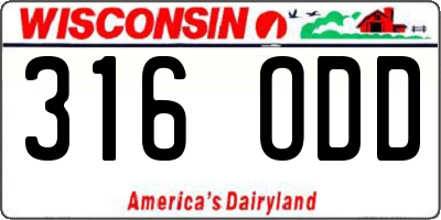 WI license plate 316ODD