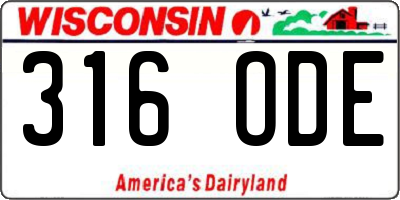 WI license plate 316ODE