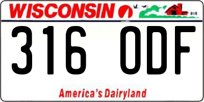 WI license plate 316ODF