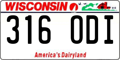 WI license plate 316ODI
