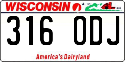 WI license plate 316ODJ