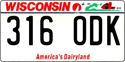 WI license plate 316ODK
