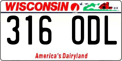 WI license plate 316ODL