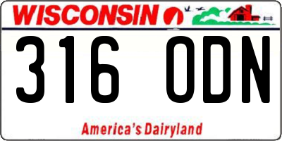 WI license plate 316ODN