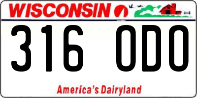 WI license plate 316ODO