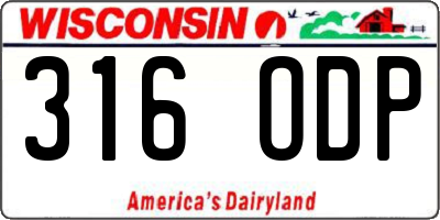 WI license plate 316ODP