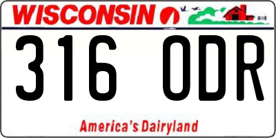 WI license plate 316ODR