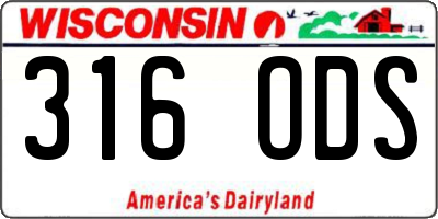 WI license plate 316ODS