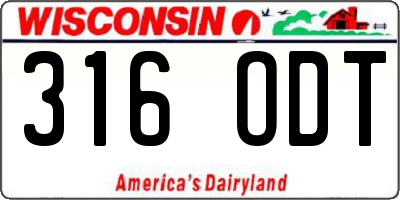 WI license plate 316ODT