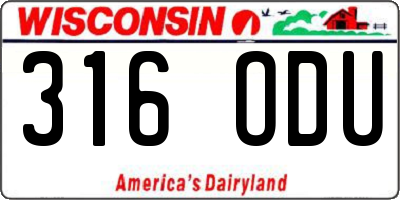 WI license plate 316ODU
