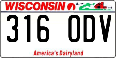 WI license plate 316ODV