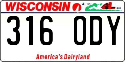 WI license plate 316ODY
