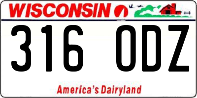 WI license plate 316ODZ