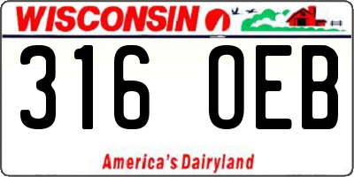 WI license plate 316OEB