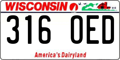 WI license plate 316OED