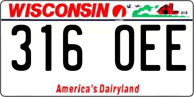 WI license plate 316OEE