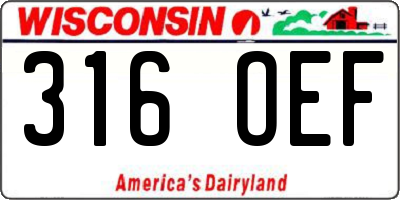 WI license plate 316OEF