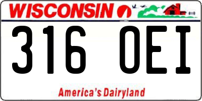 WI license plate 316OEI