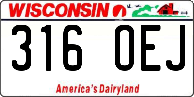 WI license plate 316OEJ