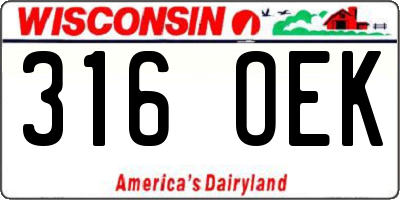 WI license plate 316OEK