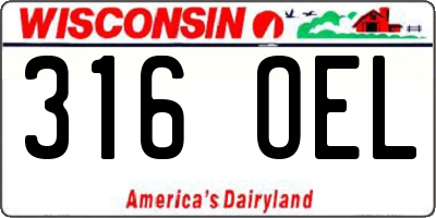 WI license plate 316OEL