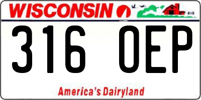 WI license plate 316OEP