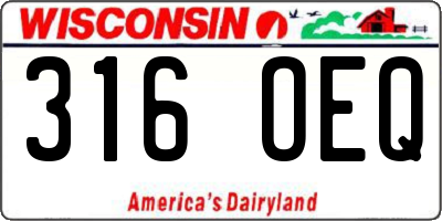 WI license plate 316OEQ