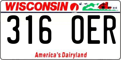 WI license plate 316OER