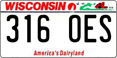 WI license plate 316OES