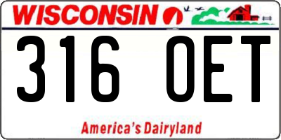 WI license plate 316OET