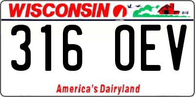 WI license plate 316OEV