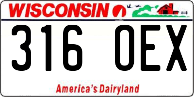WI license plate 316OEX