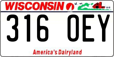 WI license plate 316OEY