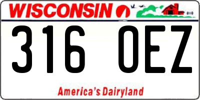 WI license plate 316OEZ