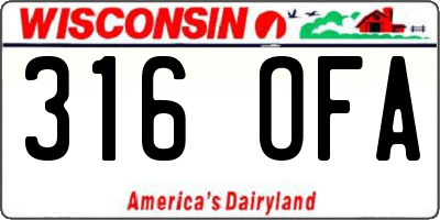 WI license plate 316OFA