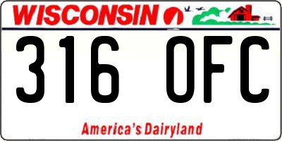 WI license plate 316OFC