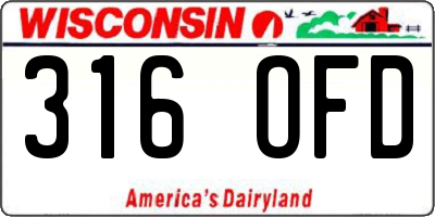 WI license plate 316OFD