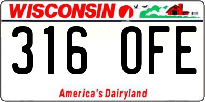 WI license plate 316OFE