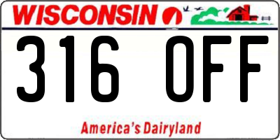 WI license plate 316OFF